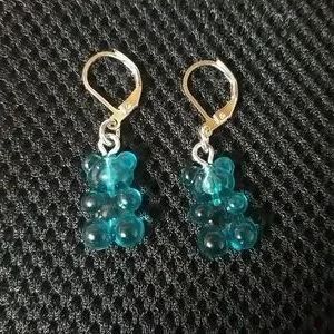 Handmade Blue Gummy Bear Earrings
